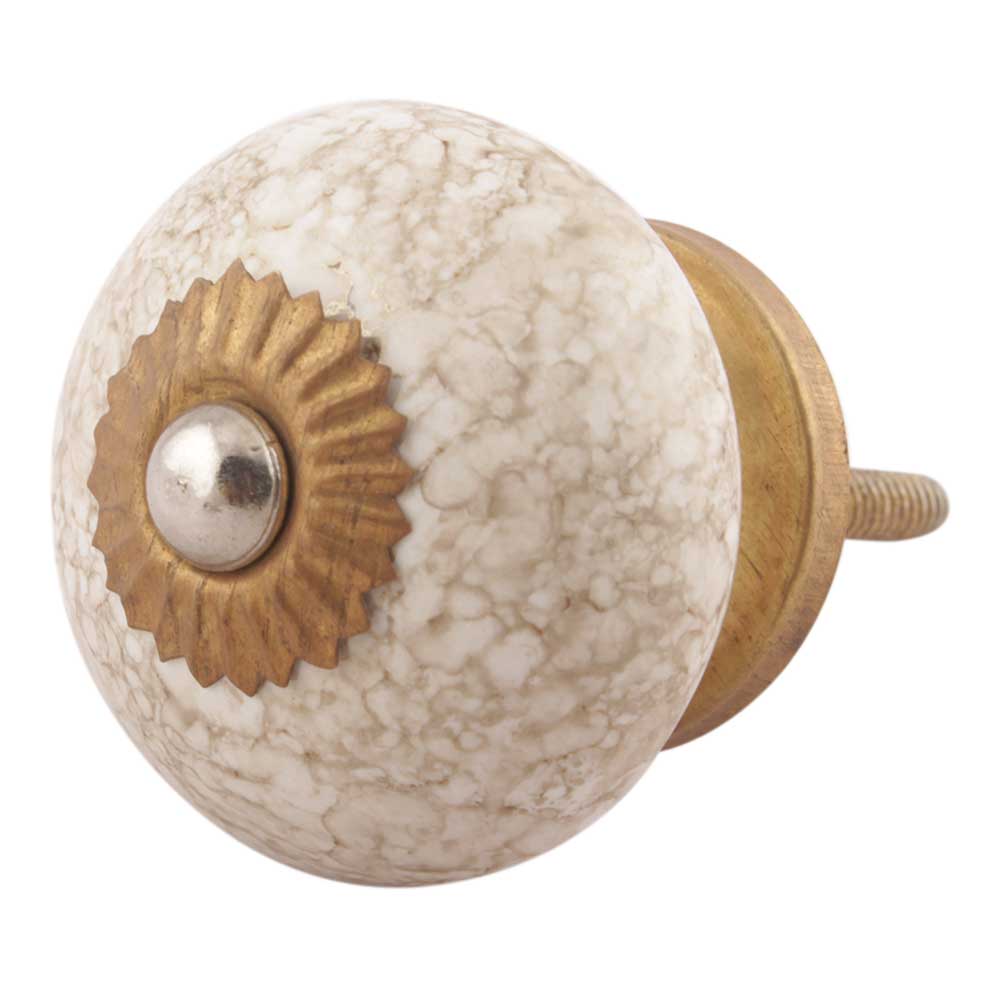White Marble Ceramic Floral Knobs